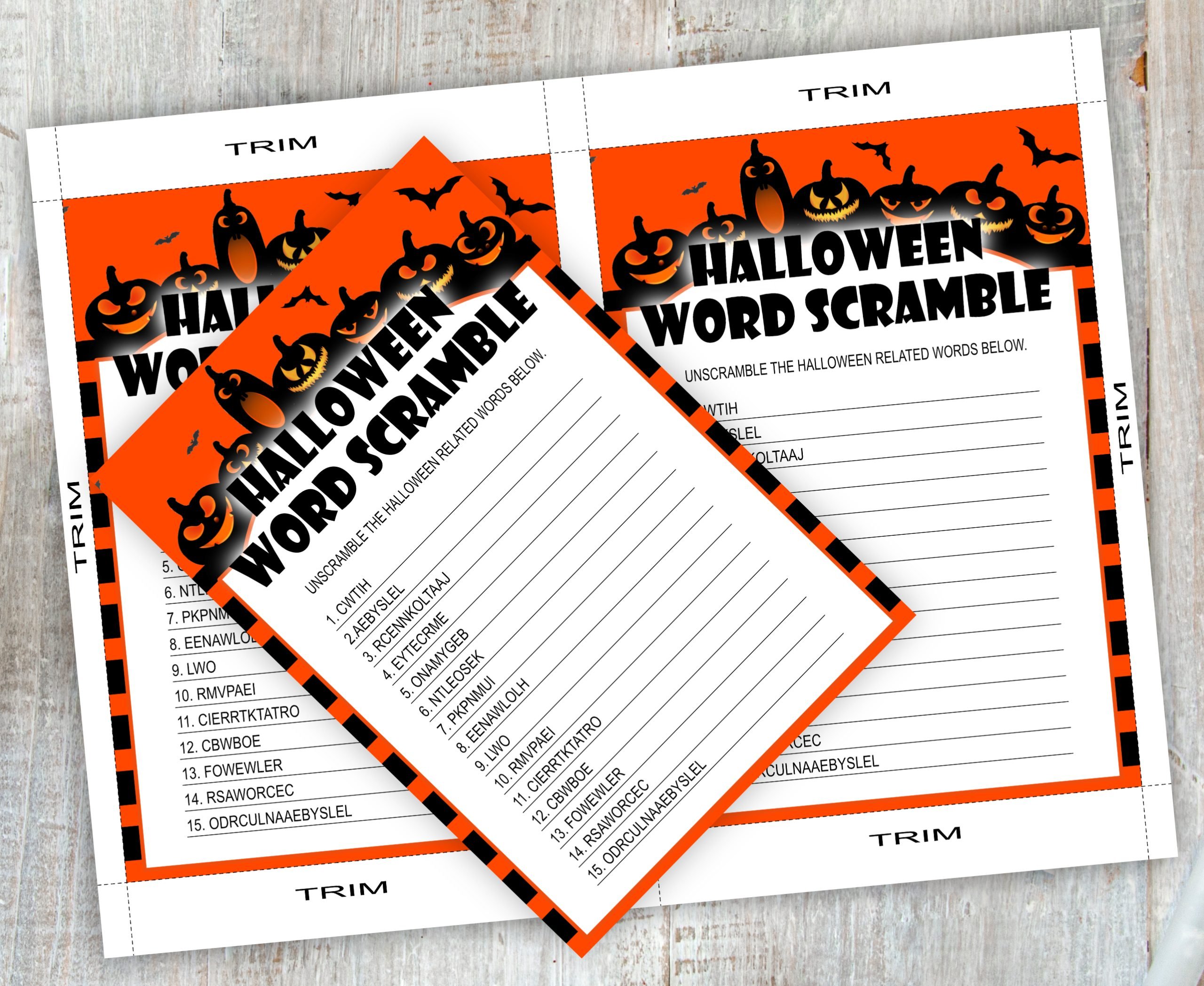 Halloween Halloween Word Scramble Game – Printable Fun Game for Halloween Party Fun Halloween Game