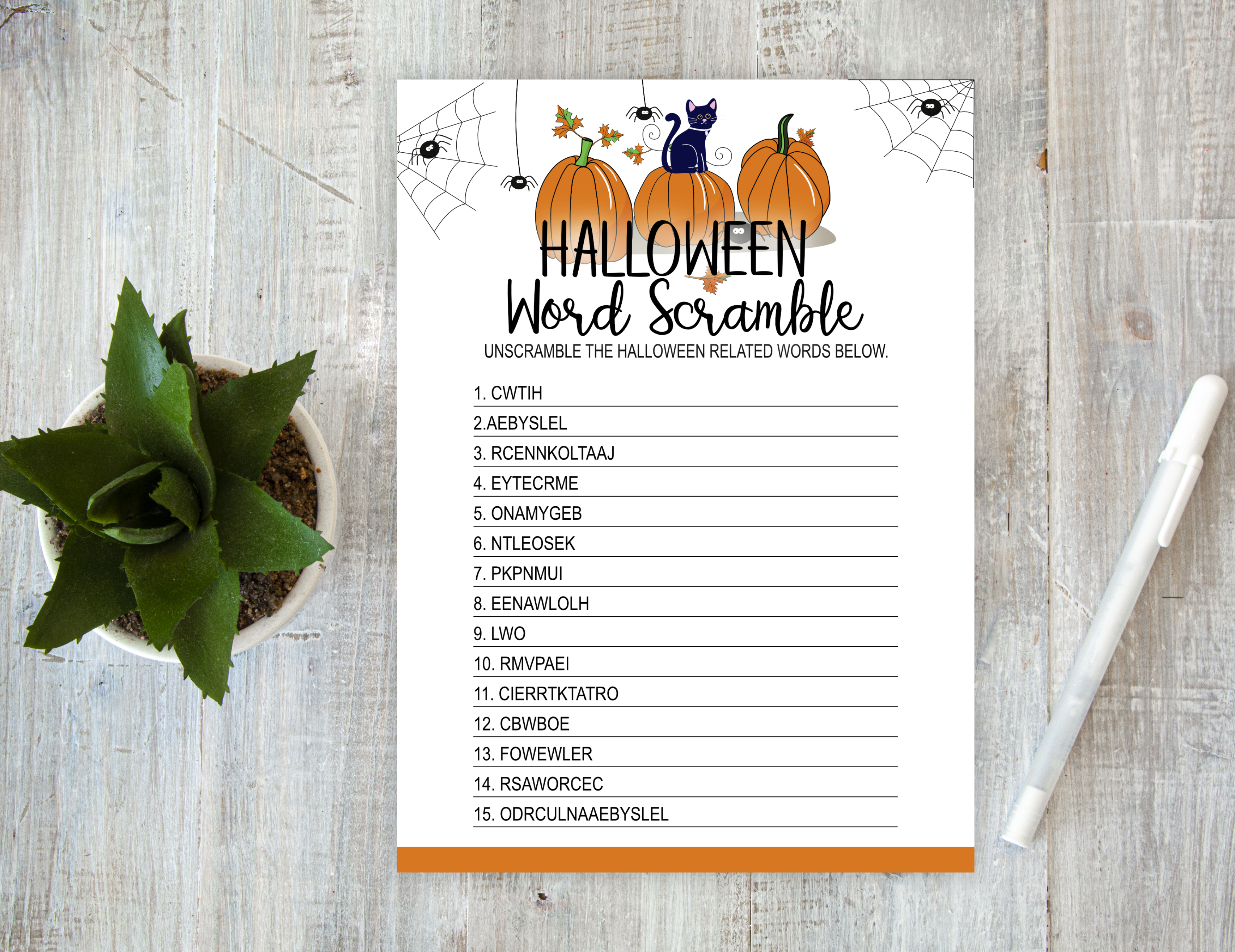 Halloween Halloween Word Scramble: Fun Game for Kids, Adults, Family, Office Party Games, Printable Adults