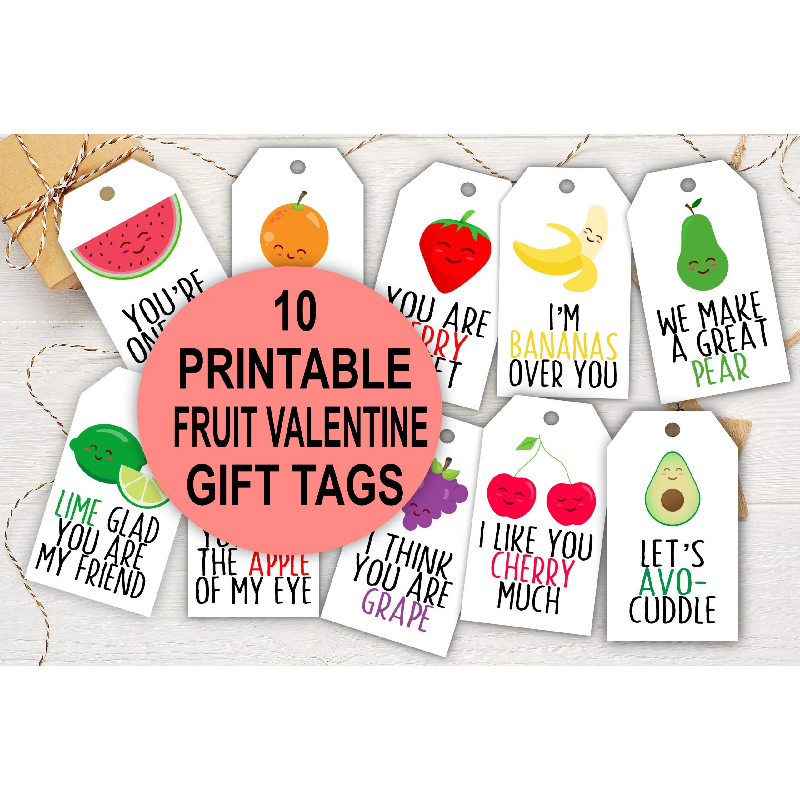 HOLIDAY Funny Fruit Valentine Gift Tags – Printable Tags for Galentine’s Day and More Affordable Valentine's Day gift tags