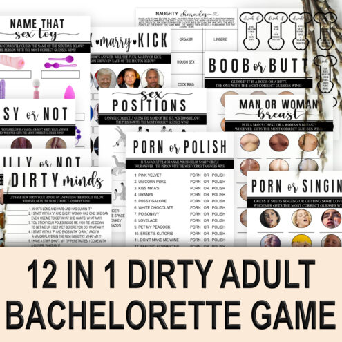 Dirty Adult Bachelorette Hen Party Games Bundle: Minimalist Design | Printable Printables Depot