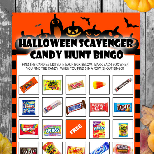 Halloween Scavenger Candy Hunt Bingo Game: Fun Halloween Activity for Kids and Adults | Printable Printables Depot