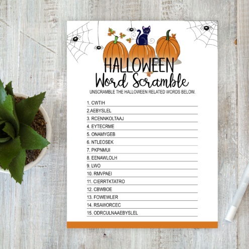 Halloween Word Scramble: Fun Game for Kids, Adults, Family and Office Parties | Printable Printables Depot